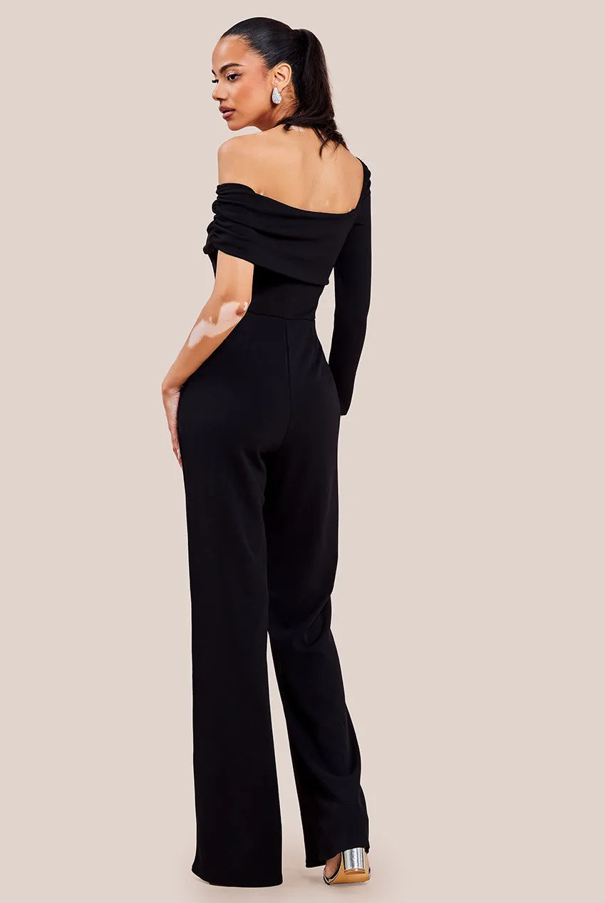 Goddiva Scuba Crepe One Shoulder Jumpsuit