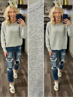 Gwen Perfect Ribbed Sweater - Gray