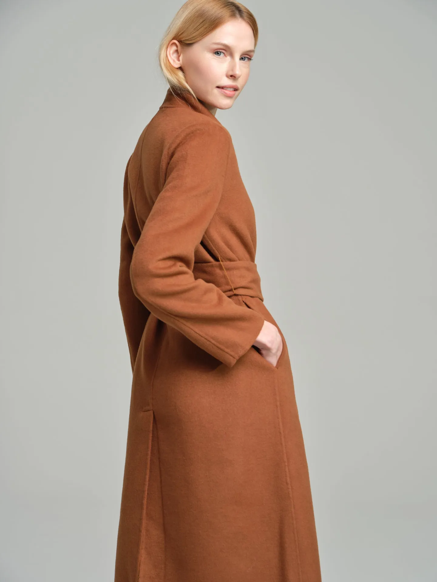 Handmade belted wool coat