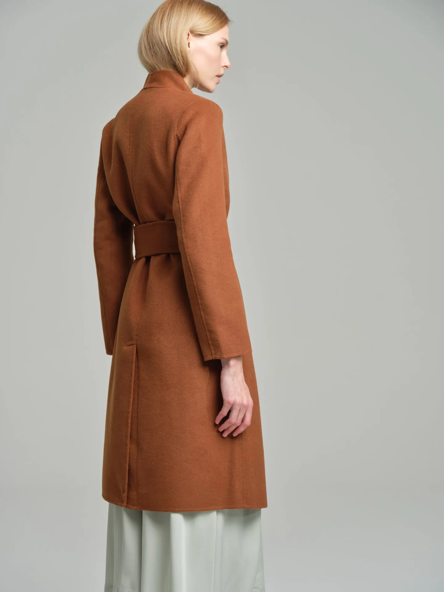 Handmade belted wool coat