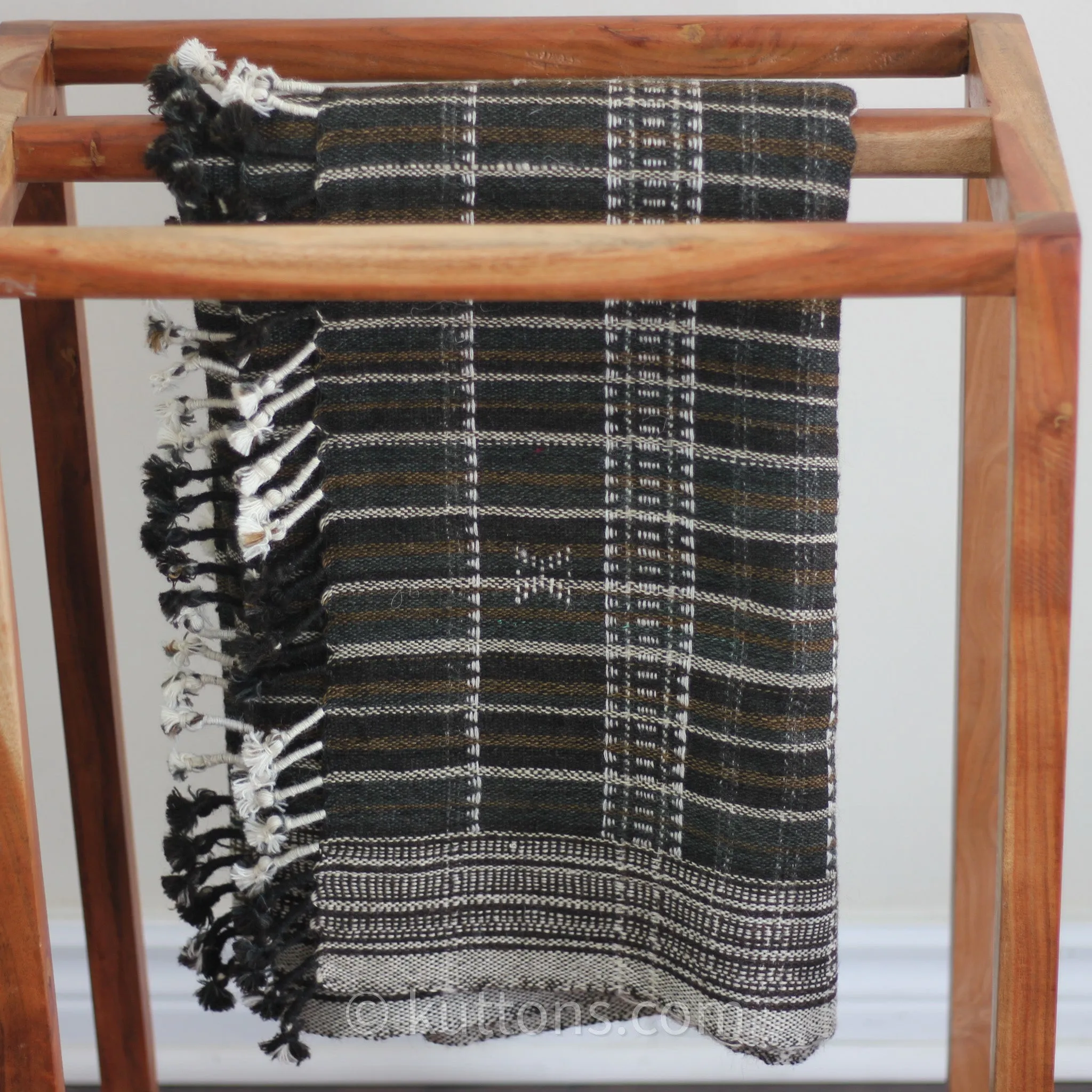 Handspun & Handwoven Ethnic Desi Wool Shawl cum Throw | Brown, 38x86"