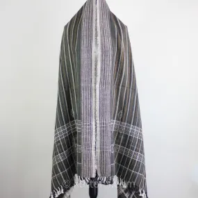 Handspun & Handwoven Ethnic Desi Wool Shawl cum Throw | Brown, 38x86"