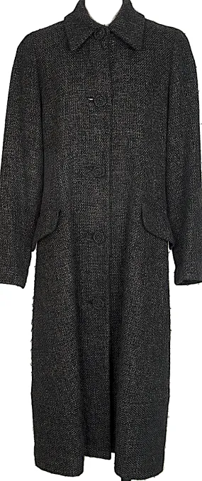 HIROKO KOSHINO  JAPAN. HIROKO BIS. Black Wool Rayon Tweed Coat