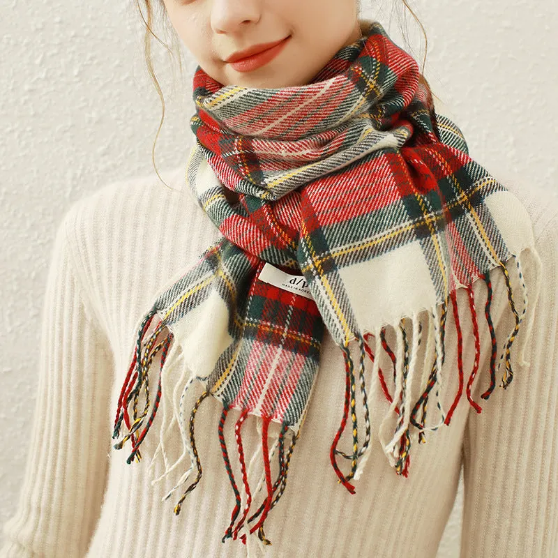 Imitation Cashmere Winter Dongdaemun Korean Fashion Versatile Retro Plaid Scarf