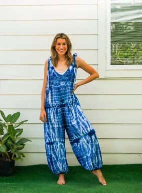 J31- Shibori Hand Dyed  Hippie Racerback Jumpsuit Romper