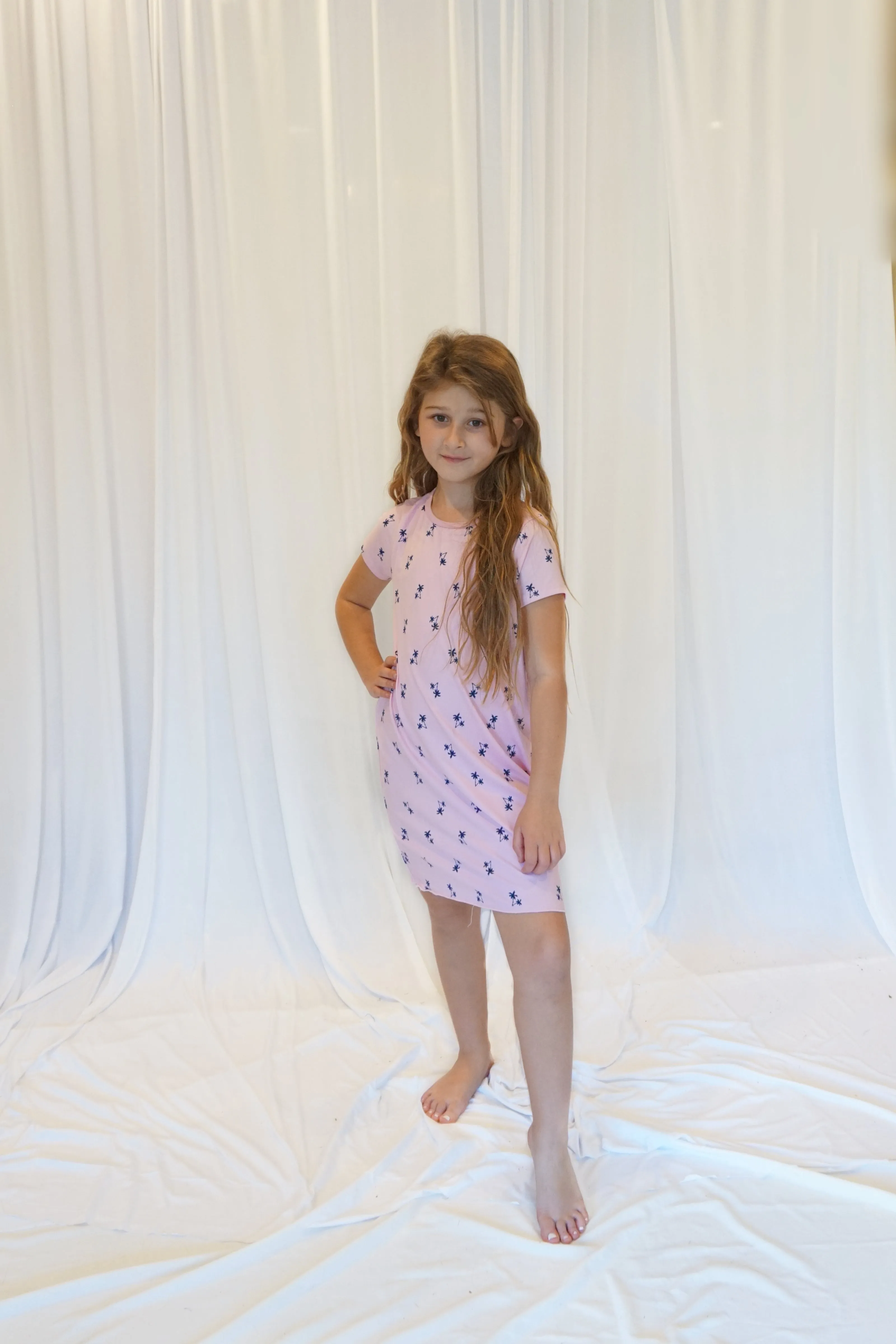 Kids Cozy Pink Palm Gown