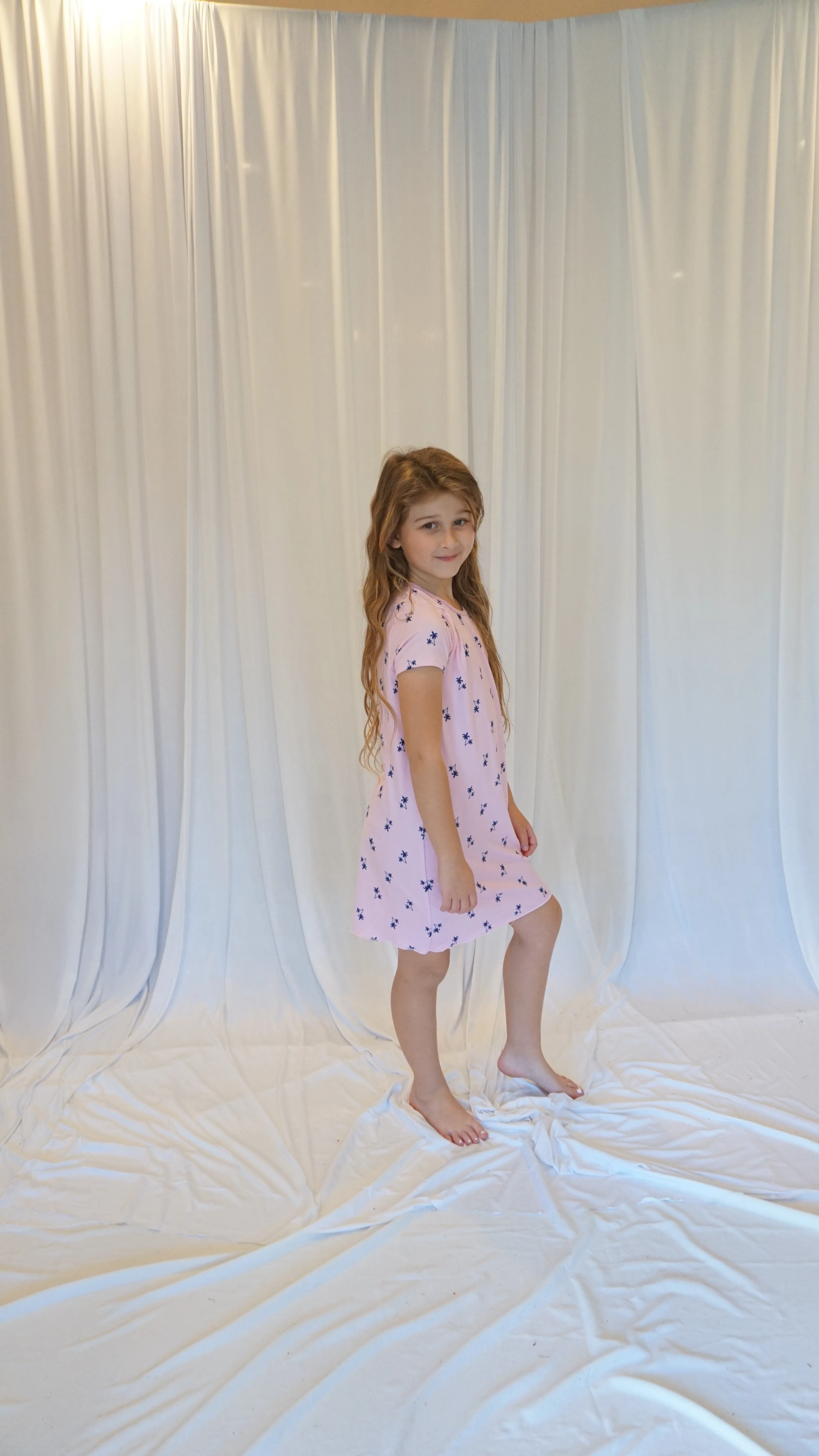 Kids Cozy Pink Palm Gown