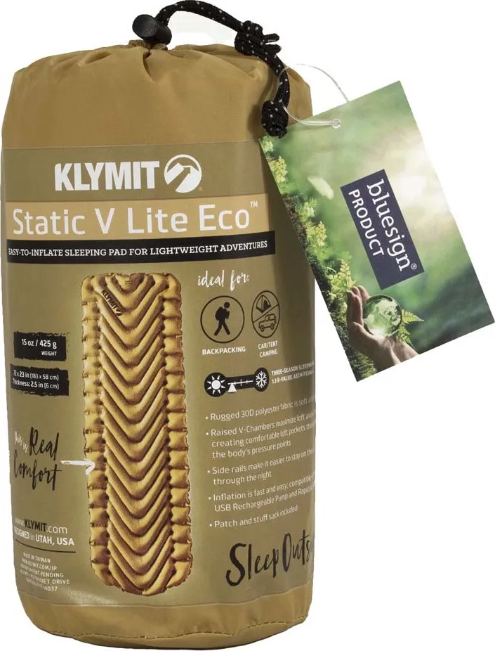 Klymit Static V Lite Eco Sleeping Pad Gold | Buy Klymit Static V Lite Eco Sleeping Pad Gold here | Outnorth