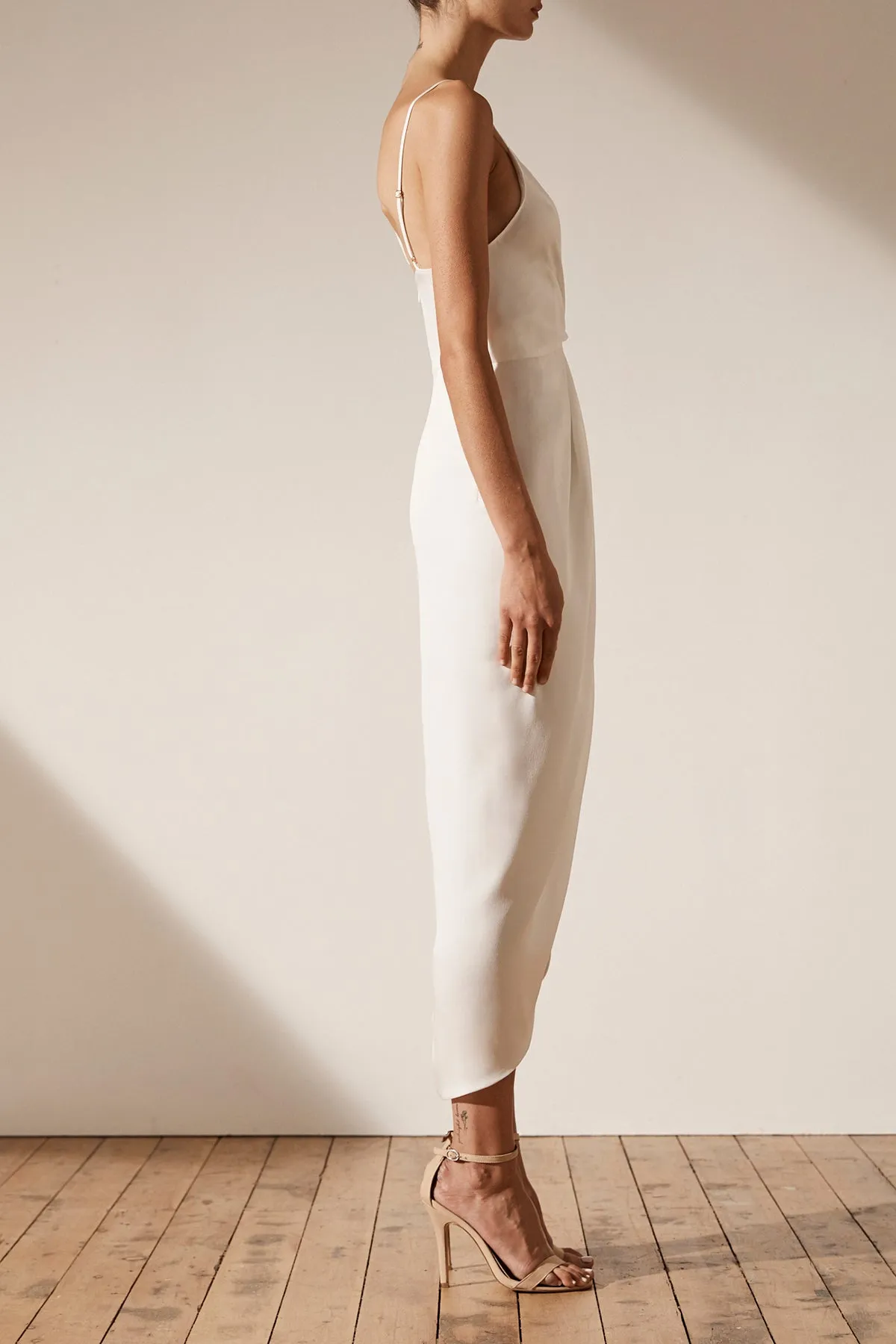 LUXE TIE FRONT COCKTAIL DRESS - IVORY