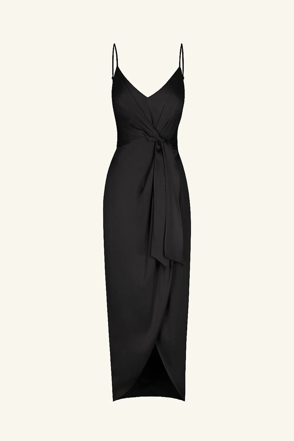 LUXE TIE FRONT COCKTAIL DRESS - ONYX