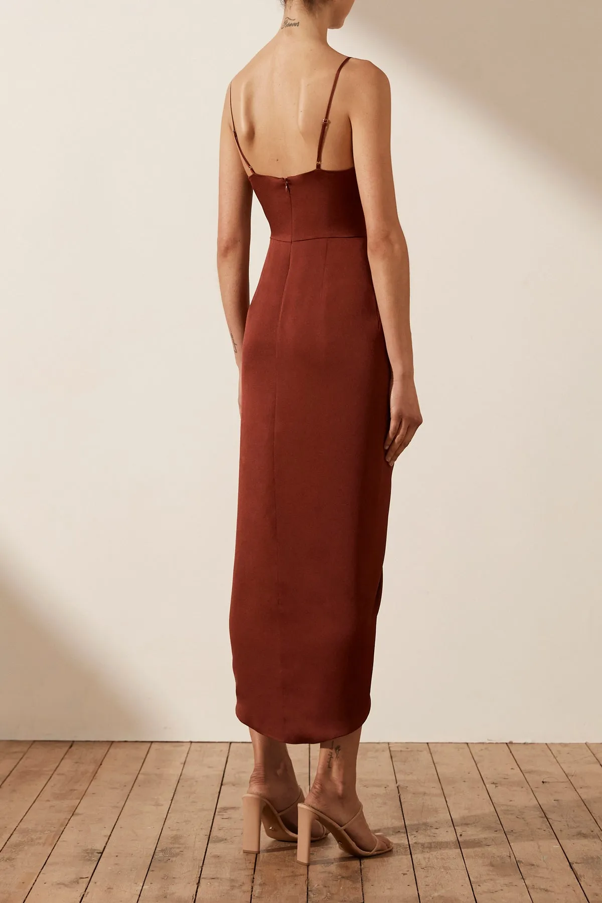 LUXE TIE FRONT COCKTAIL DRESS - SANGRIA