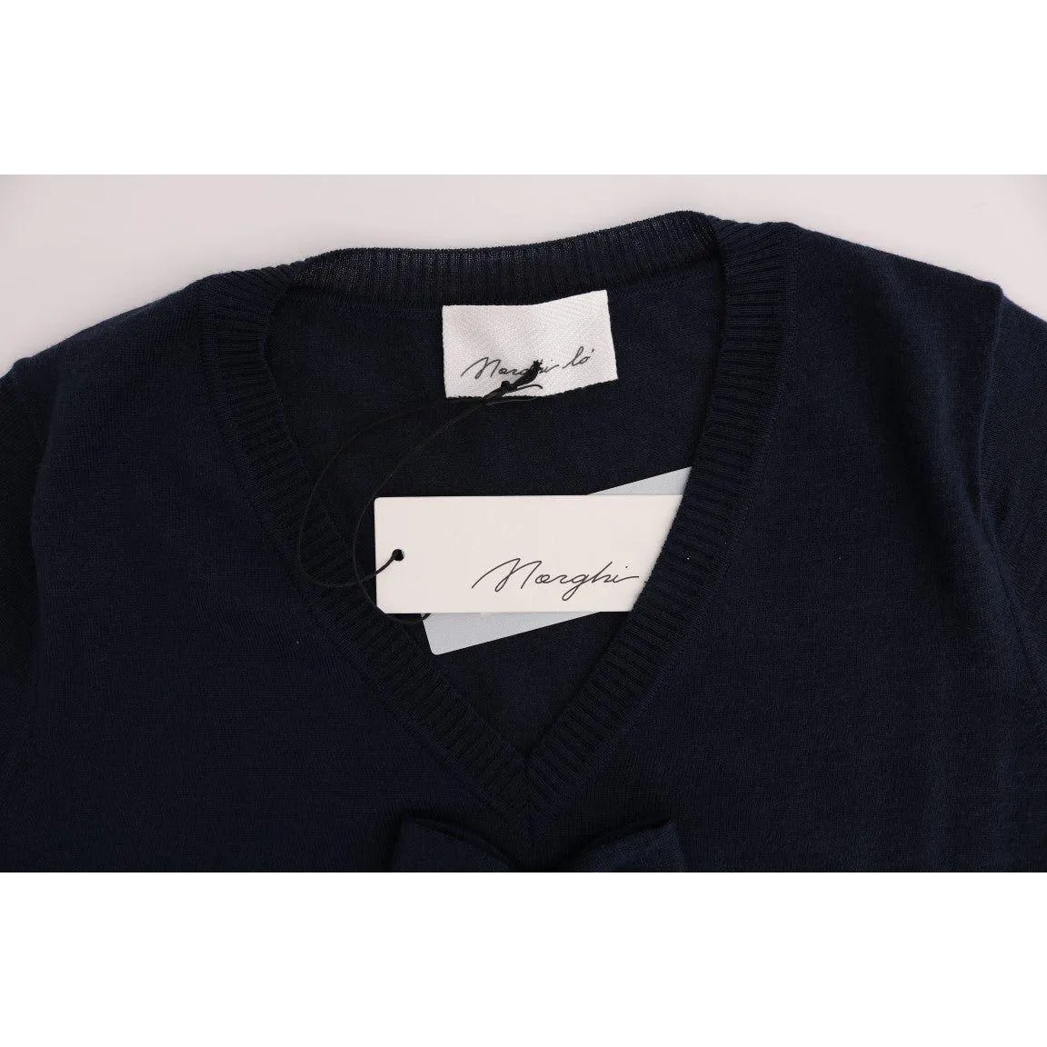 MARGHI LO' Elegant Blue Wool Top - Chic Everyday Elegance