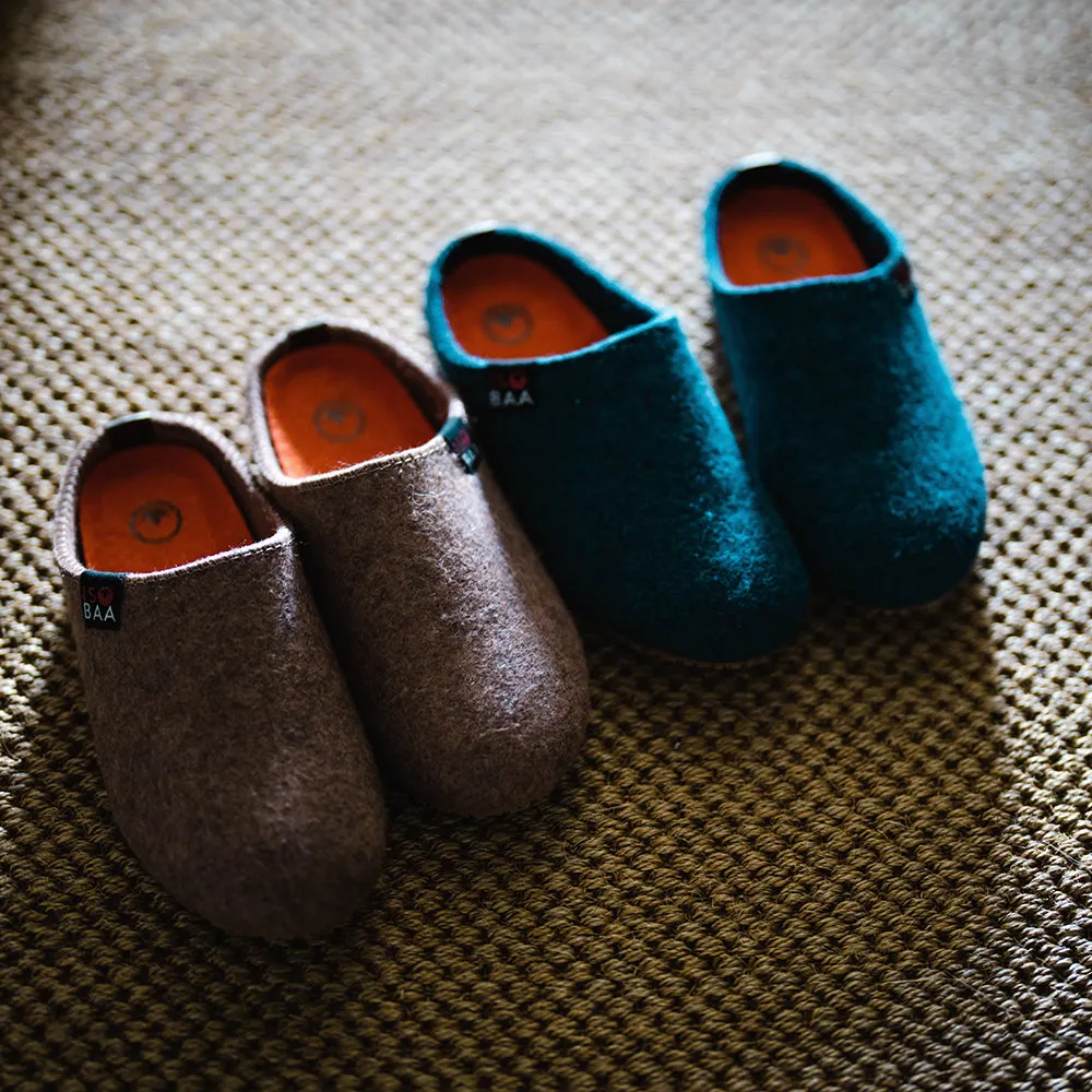 Merino Wool Blend Slippers (Bran/Orange)