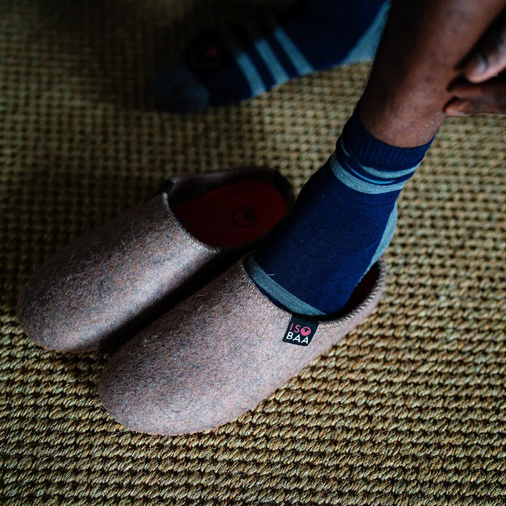 Merino Wool Blend Slippers (Bran/Orange)