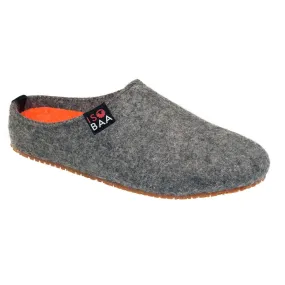 Merino Wool Blend Slippers (Charcoal/Orange)