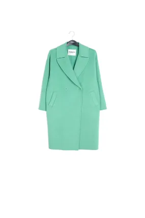 Mint green double-breasted wool coat