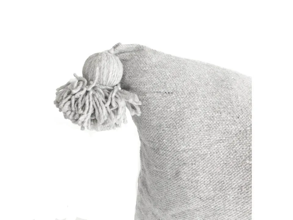 Moroccan PomPom Pillow Cover - Grey