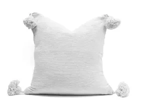 Moroccan PomPom Pillow Cover - White