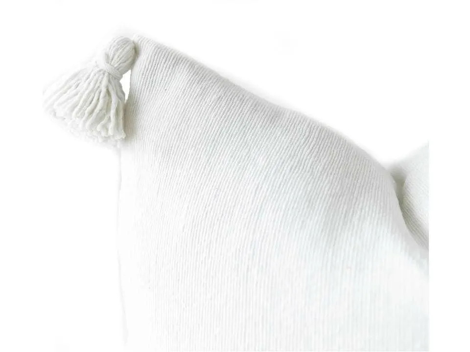 Moroccan PomPom Pillow Cover - White