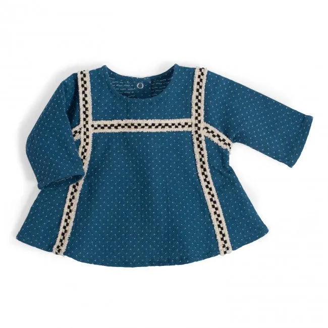 moulinroty blouse carla jacquard bleu sous mon baobab