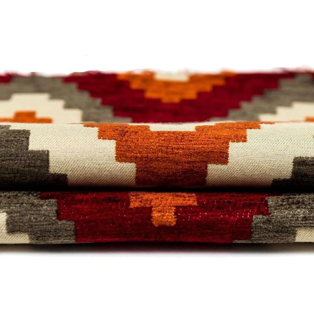 Navajo Red   Burnt Orange Striped Fabric