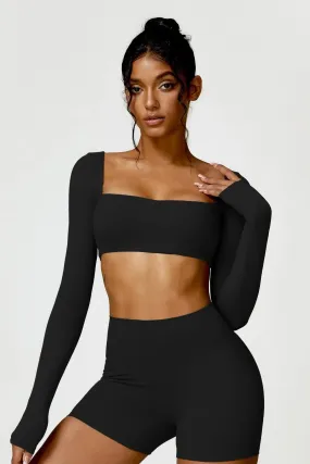 Niamh – U-neckline – Long-sleeve fitness crop top