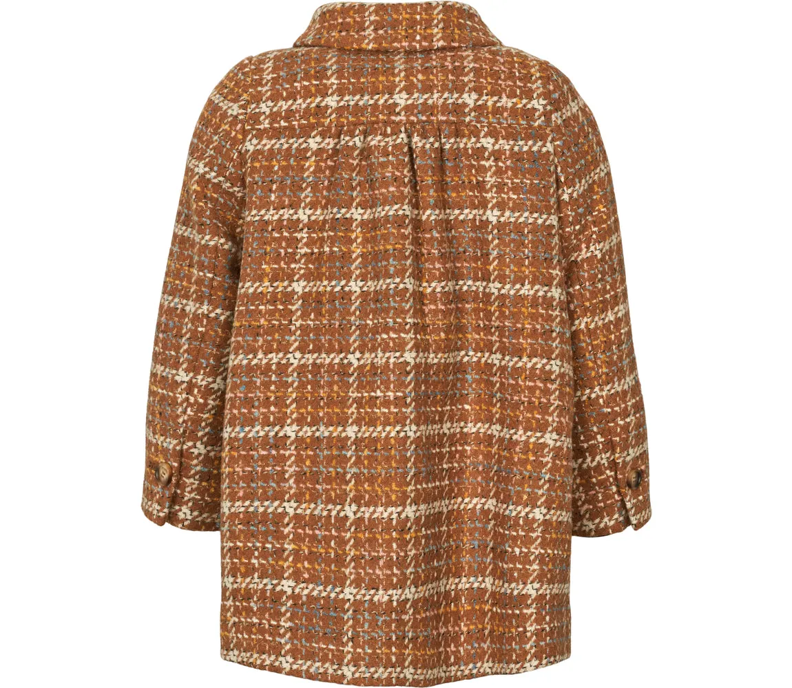 Olive, Wool Coat - Caramel Check