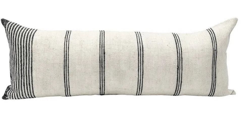 Oversized White with Black Stripes Lumbar Pillow Cover - Bahia