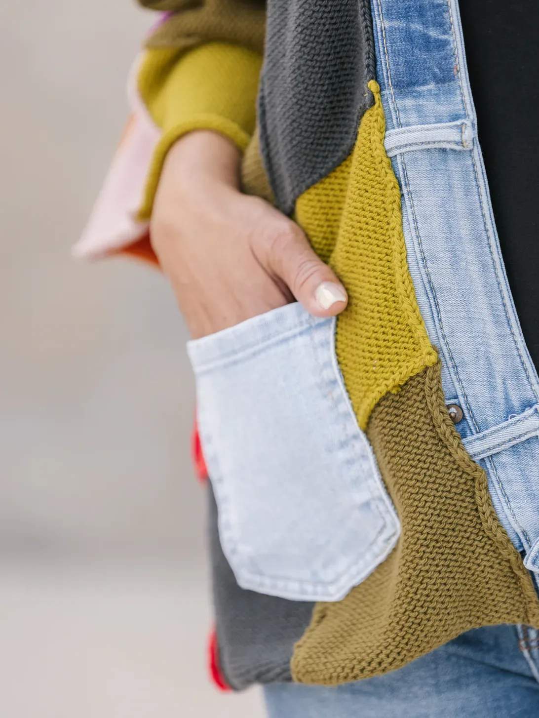 Patchwork Denim Cardigan