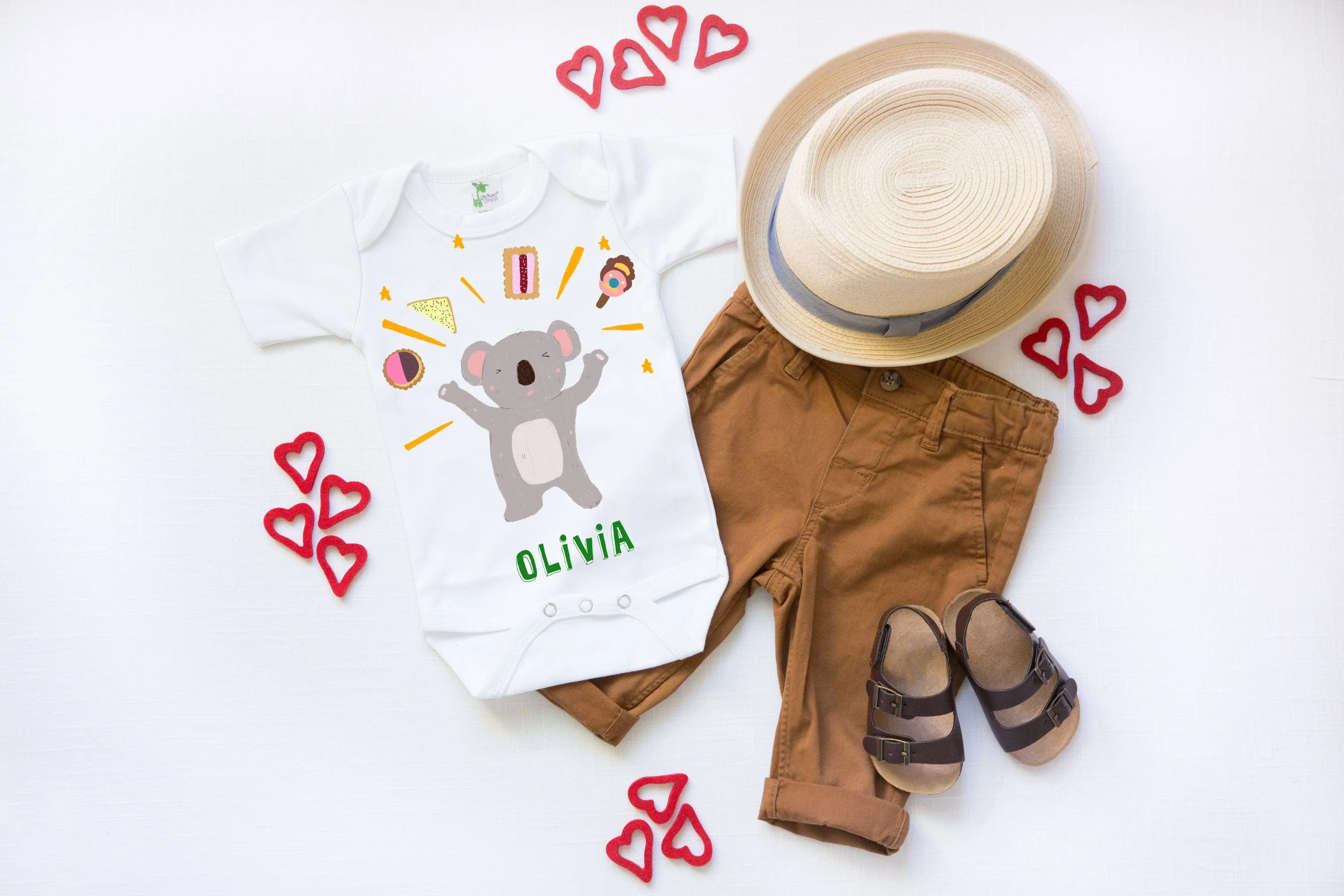 Personalised Onesie Romper - Australian Icons Happy Koala by Suki McMaster