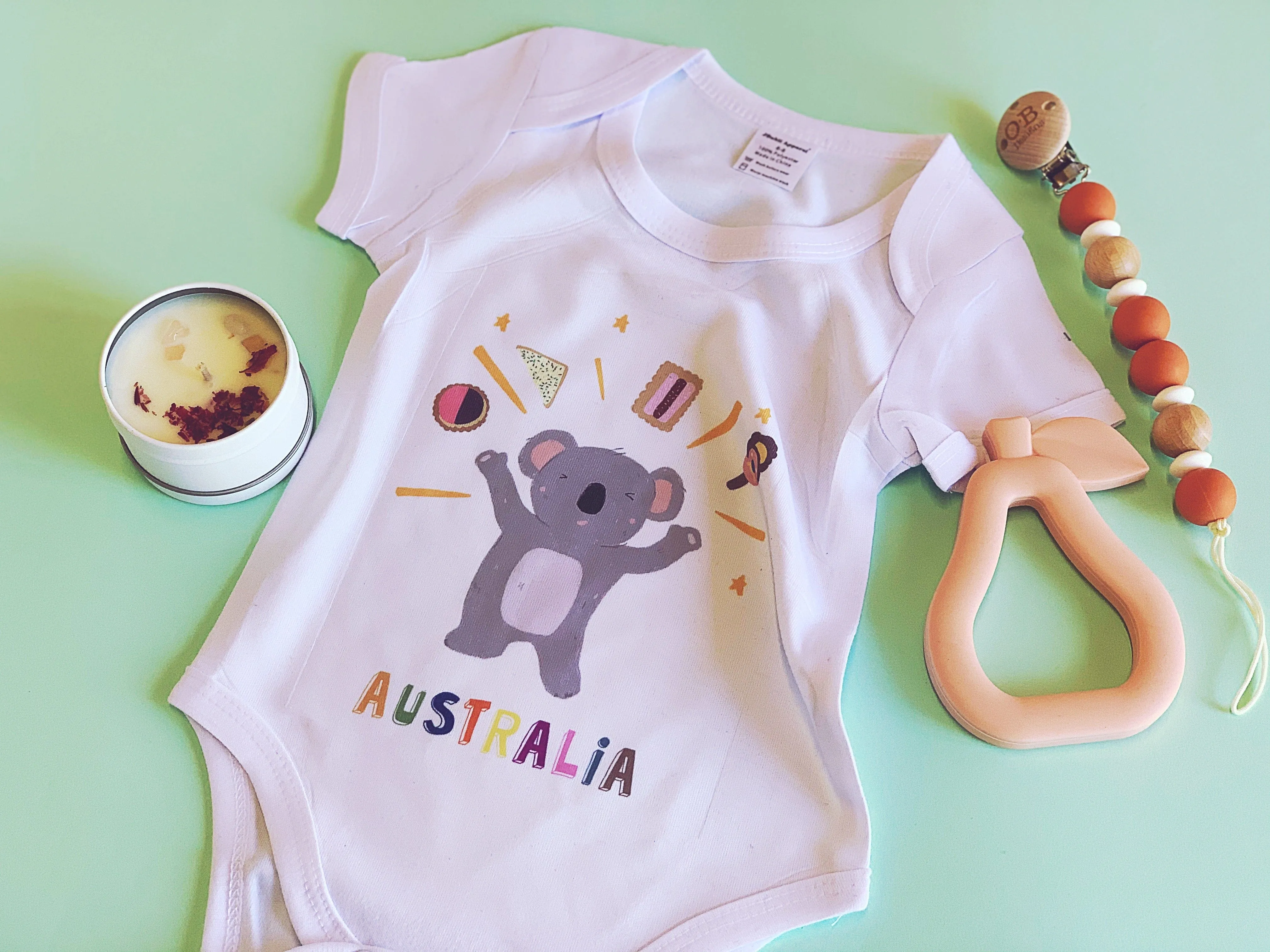 Personalised Onesie Romper - Australian Icons Happy Koala by Suki McMaster