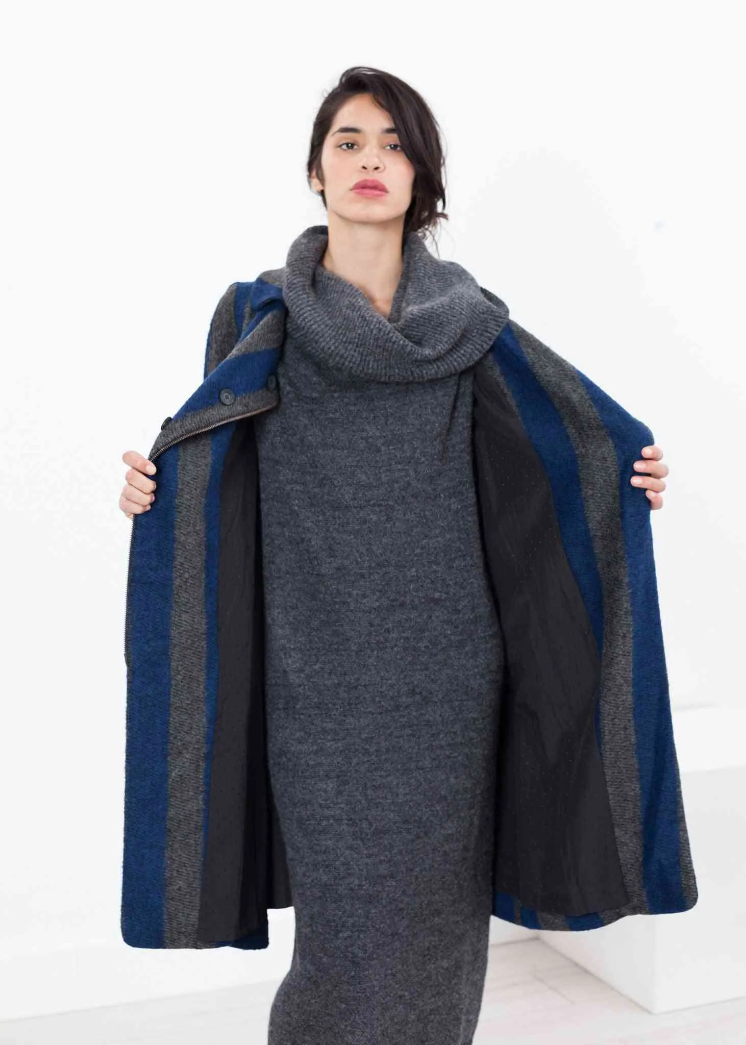 Petale Coat in Silver/Blue