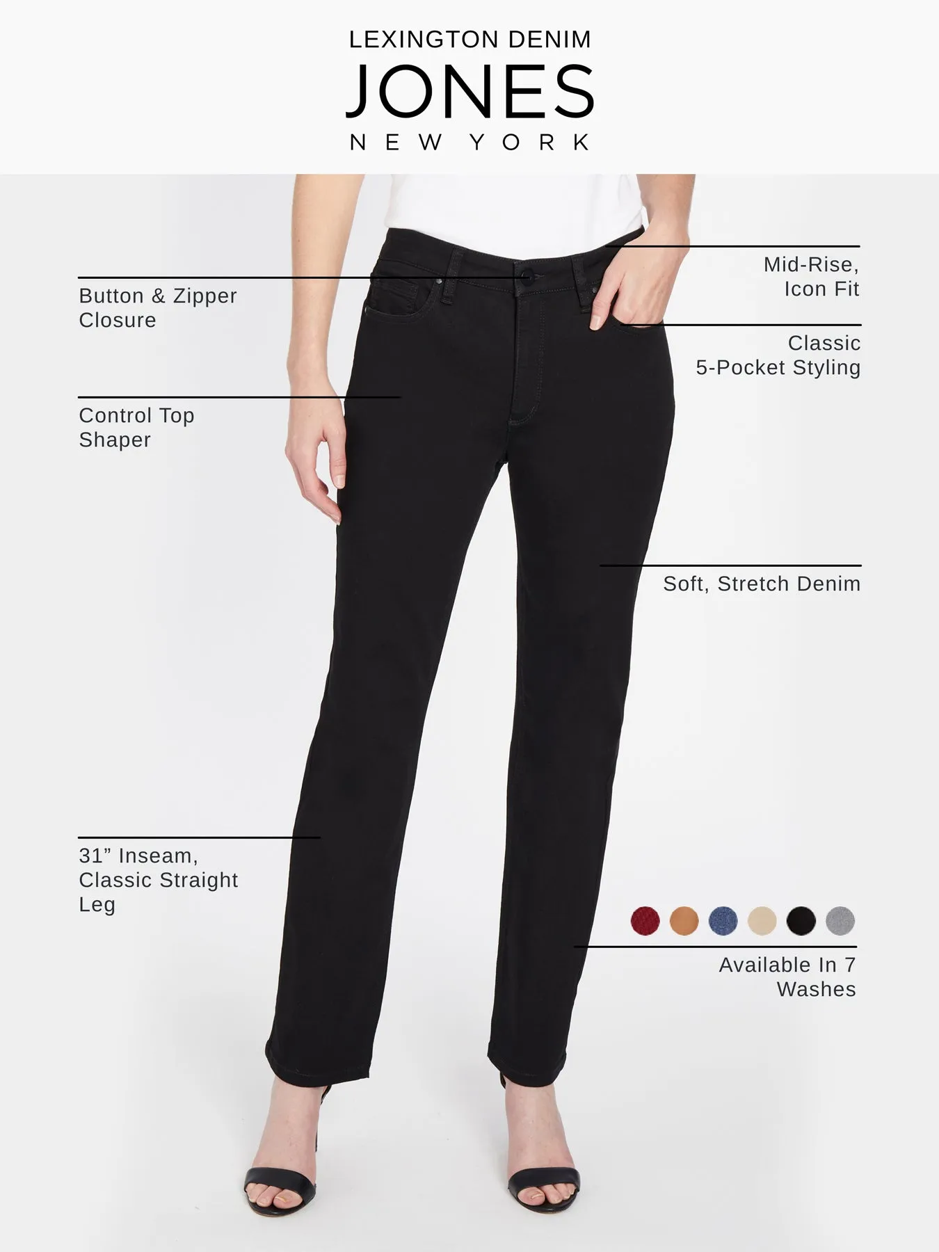 Petite Lexington Straight Leg Jeans, Skywash