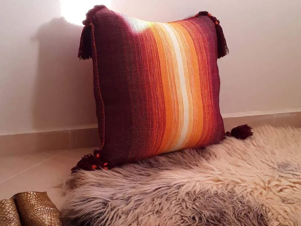 PomPom Cushion Cover from Chefchaouen - Sunrise