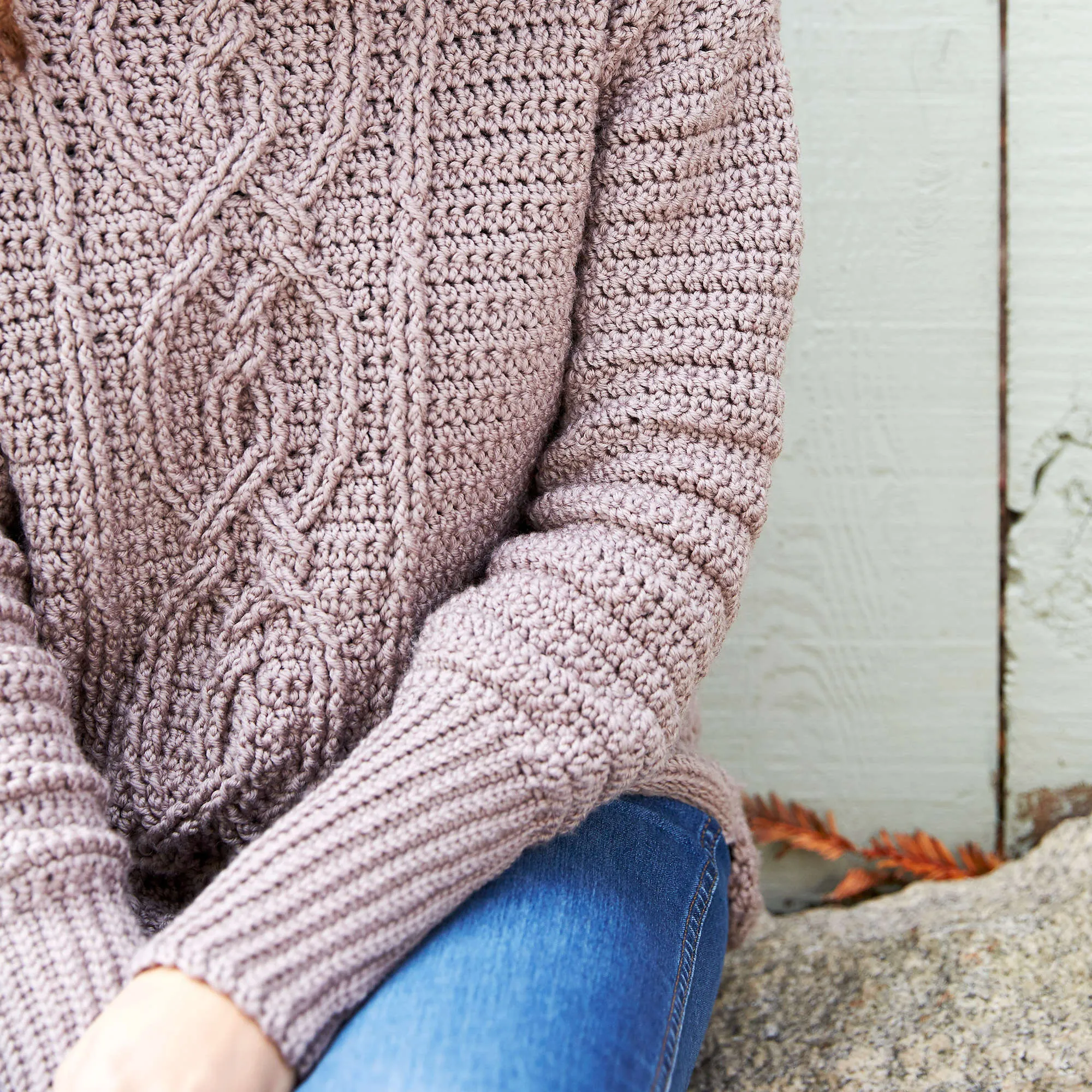 Red Heart Crochet Entwined Chic Cable Sweater