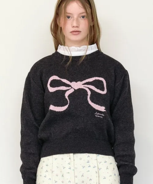 ★RonRon★ Heart Ribbon Jacquard Knit