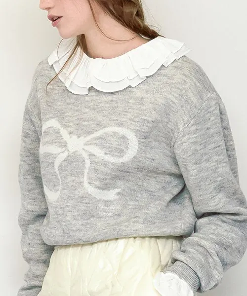 ★RonRon★ Heart Ribbon Jacquard Knit