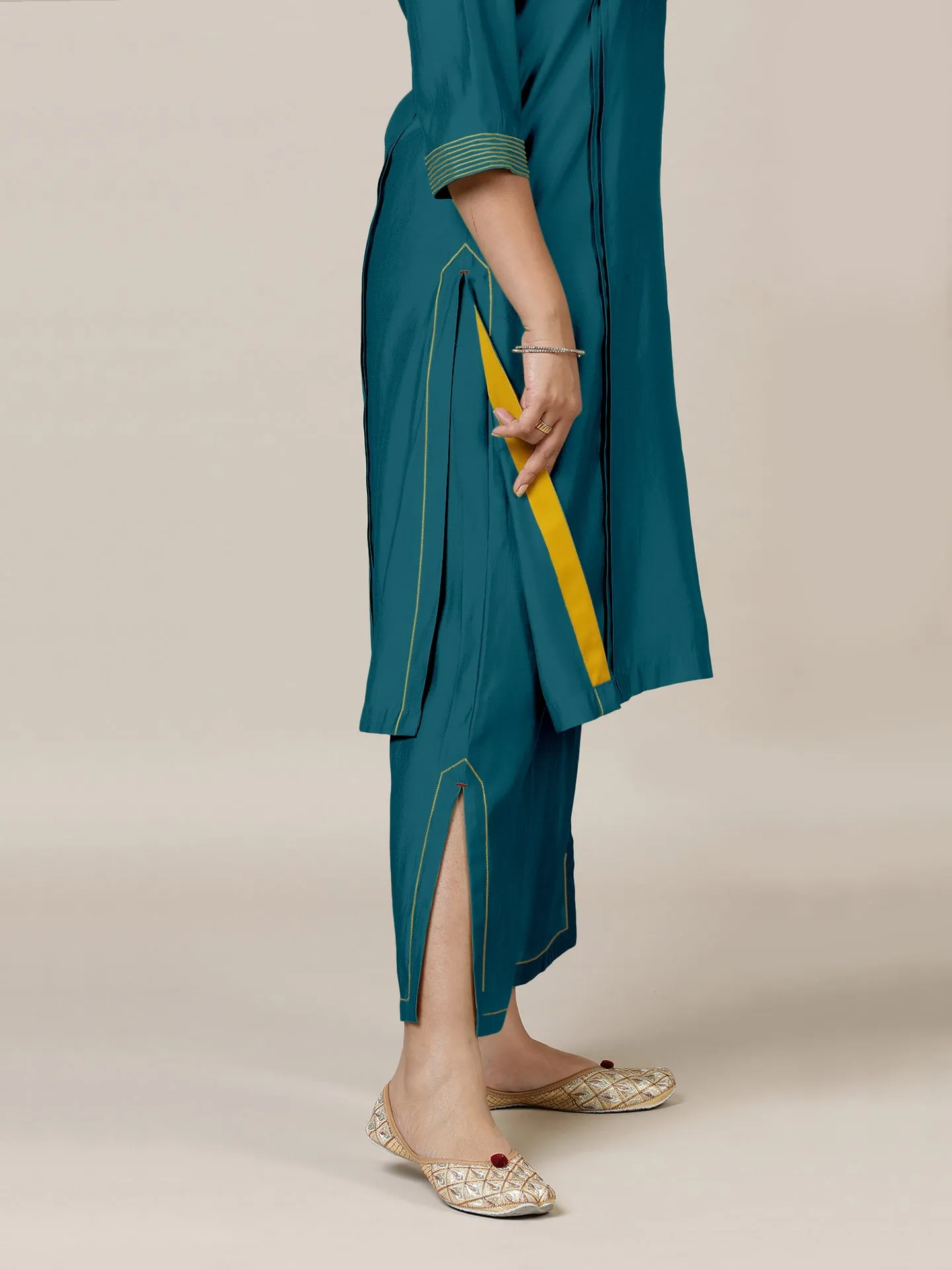 Saba x Rozaana | Crystal Teal Cotton Silk Pants