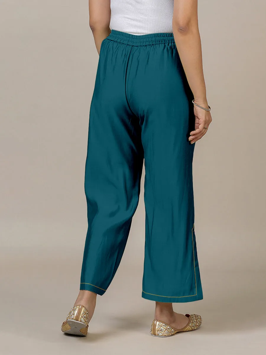 Saba x Rozaana | Crystal Teal Cotton Silk Pants