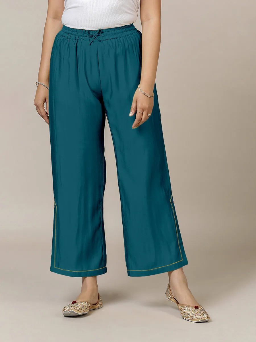 Saba x Rozaana | Crystal Teal Cotton Silk Pants