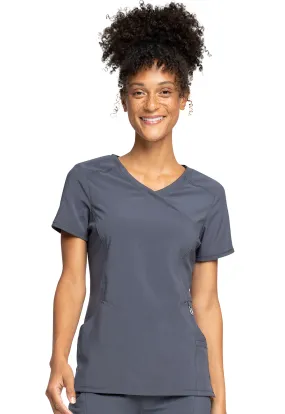 Scrub Top - Cherokee Infinity Women's Mock Wrap Top - Pewter, 2625A