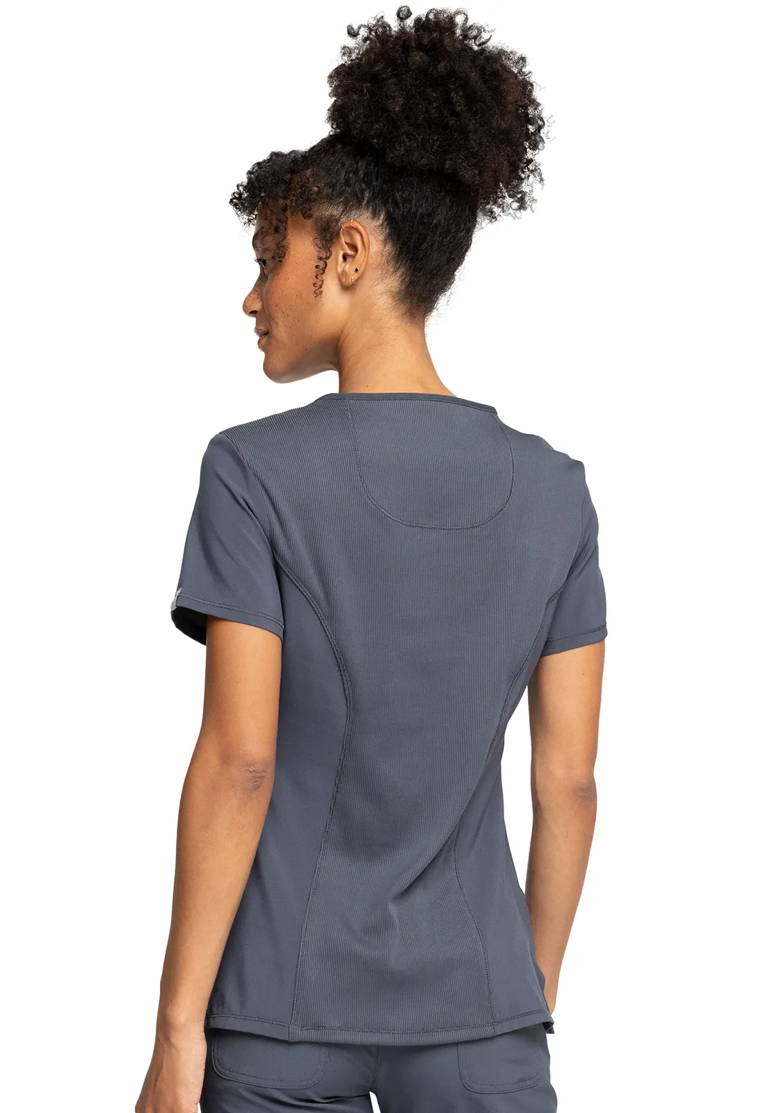 Scrub Top - Cherokee Infinity Women's Mock Wrap Top - Pewter, 2625A