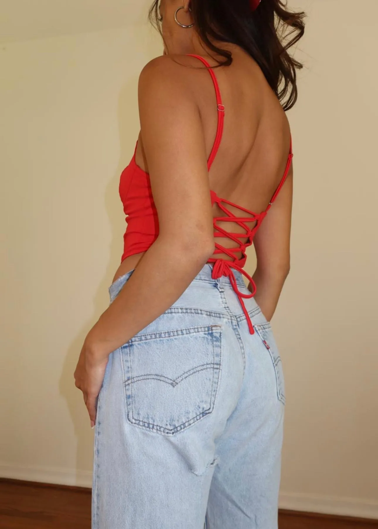 She's Fire Tie-Back Corset Tank