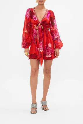 SHORT WRAP TIE DRESS ITALIAN ROSA