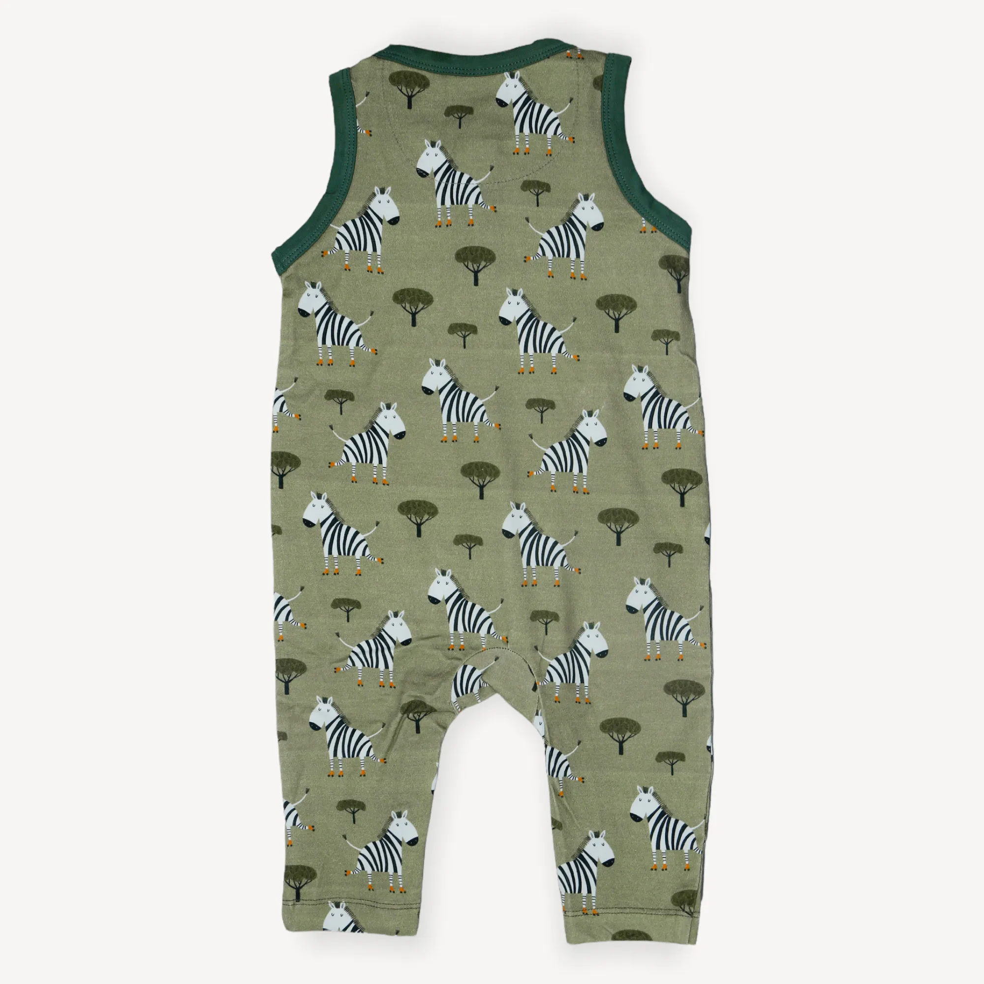 Skater Zebra Sleeveless Kangaroo Baby Jumpsuit (Organic Jersey)