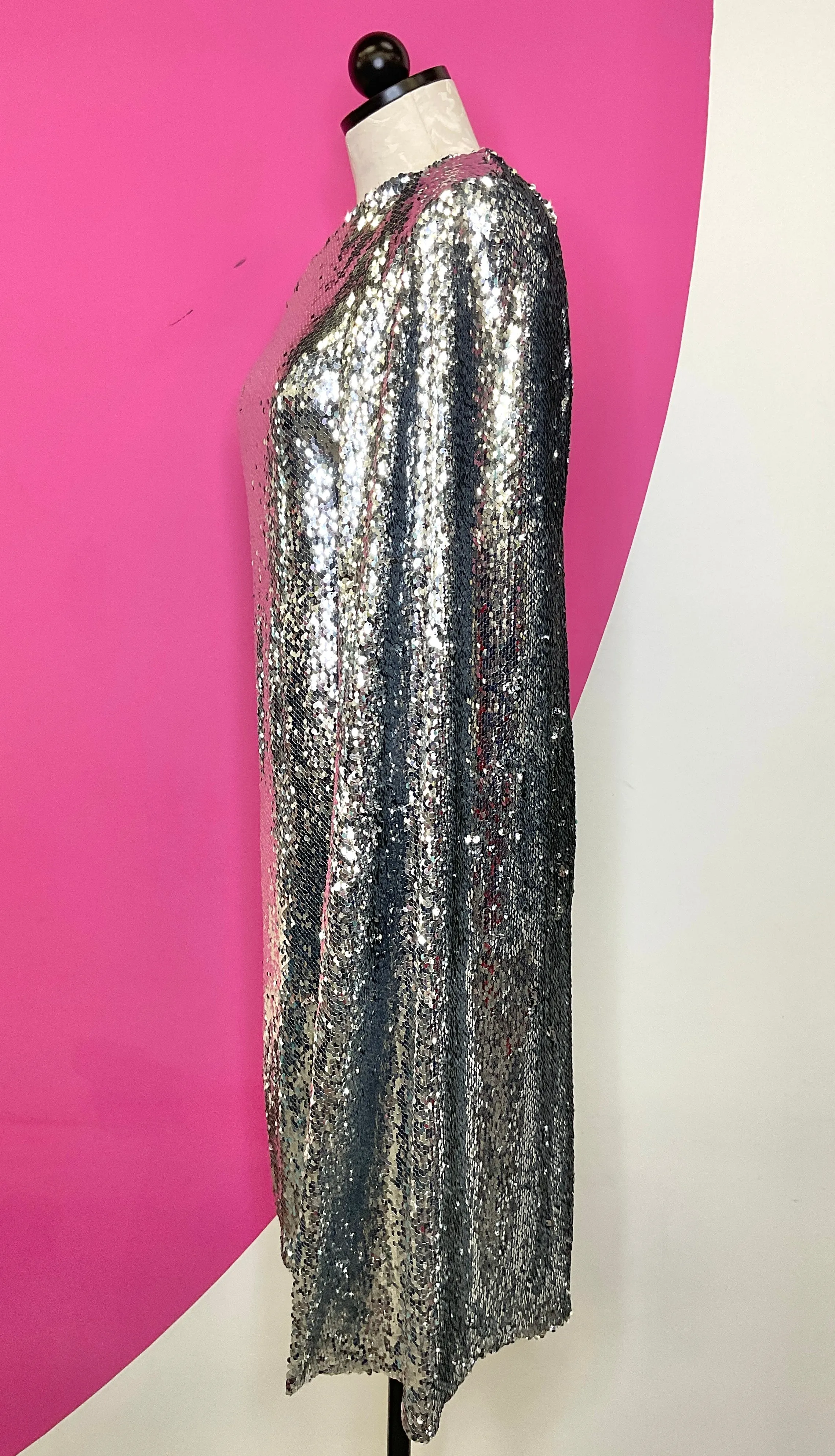 STELLA MCCARTNEY SEQUIN CAPE SHIFT DRESS - 40 (6)