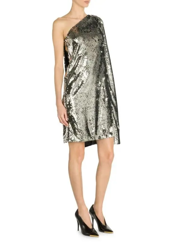 STELLA MCCARTNEY SEQUIN CAPE SHIFT DRESS - 40 (6)