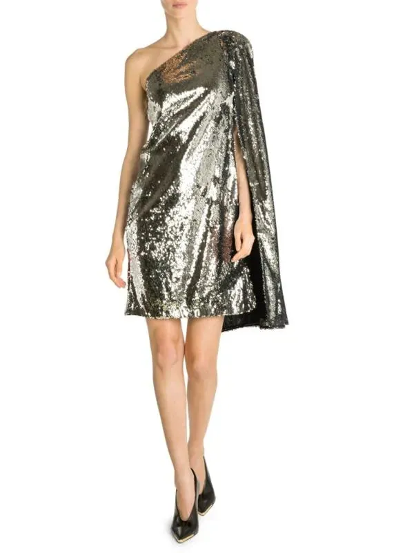 STELLA MCCARTNEY SEQUIN CAPE SHIFT DRESS - 40 (6)