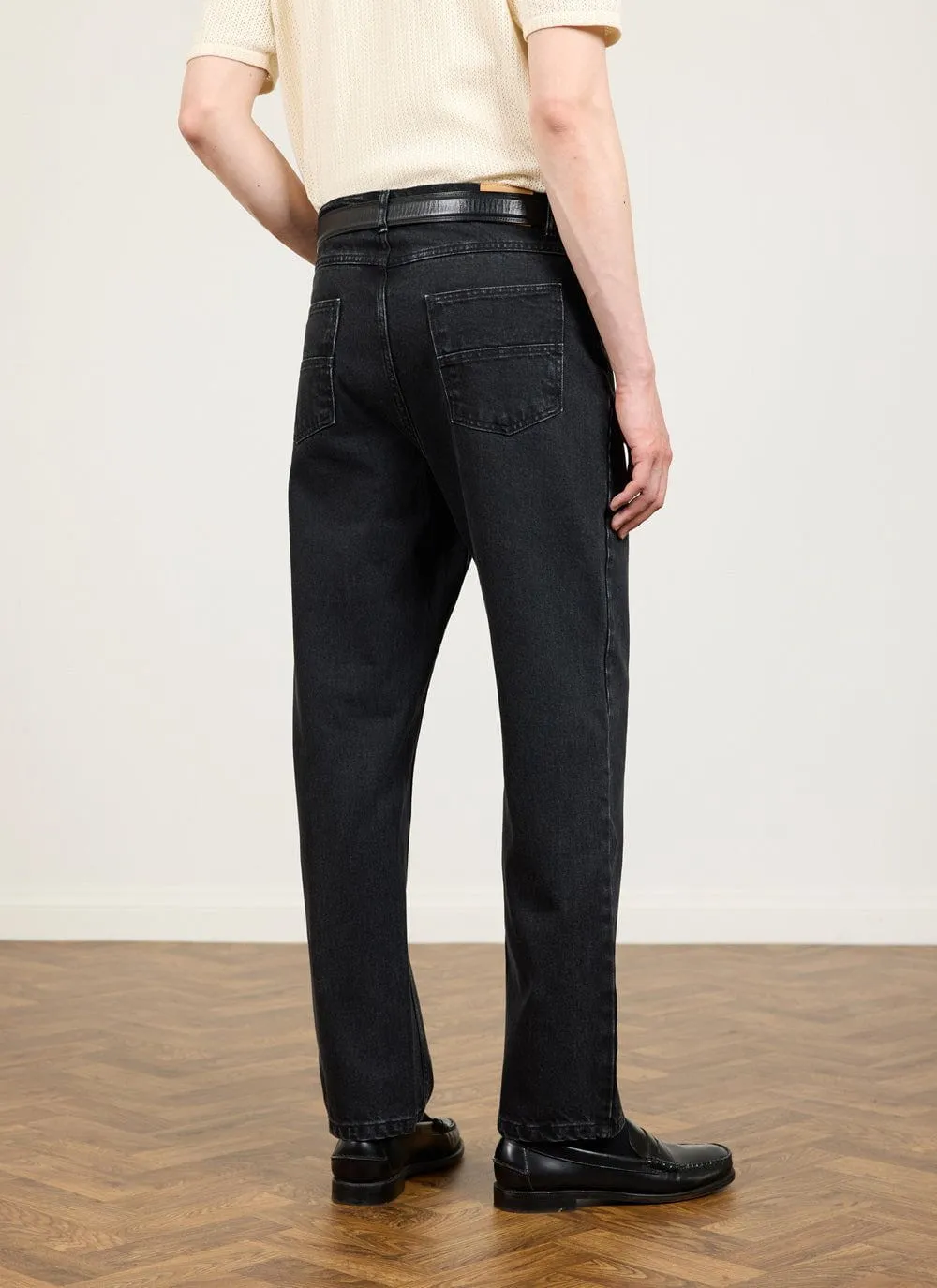 Straight Leg Denim Jeans | Cotton | Black