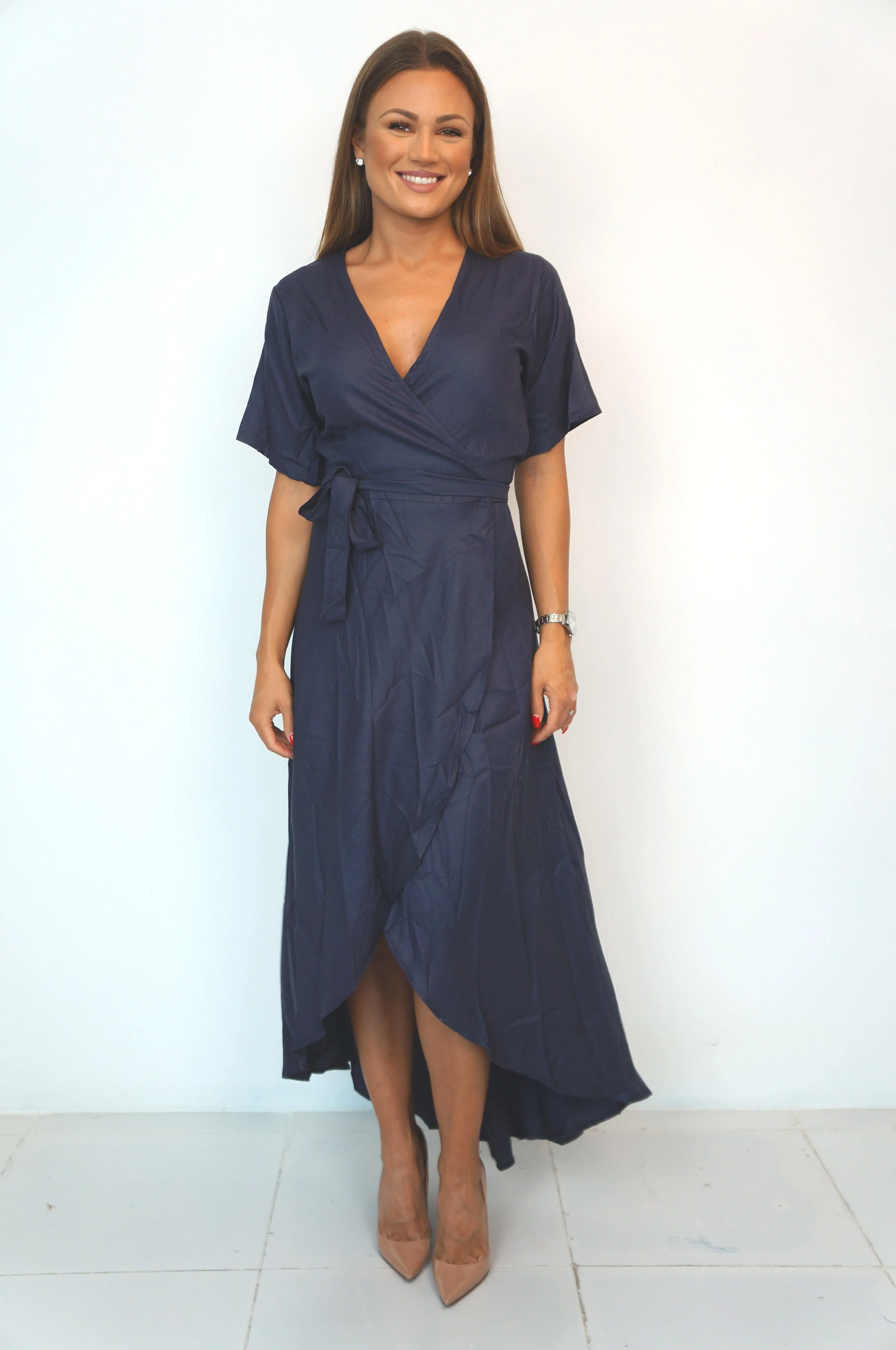 The Maxi Wrap Dress - Charcoal Grey